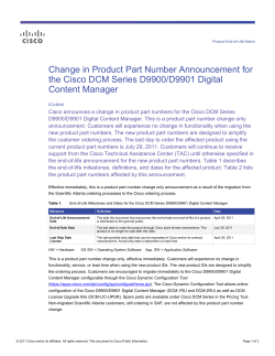 Change in Product Part Number Announcement for the Cisco DCM