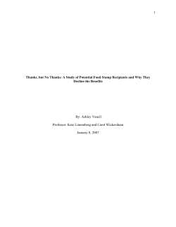 1 Thanks, but No Thanks: A Study of Potential Food Stamp