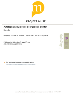 Autotopography: Louise Bourgeois as Builder