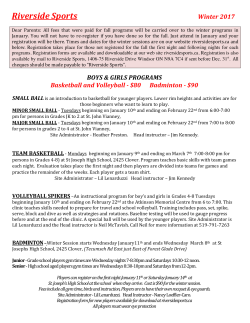 Riverside Sports Winter 2017