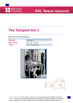 The Tempest Act 3 EAL Nexus resource