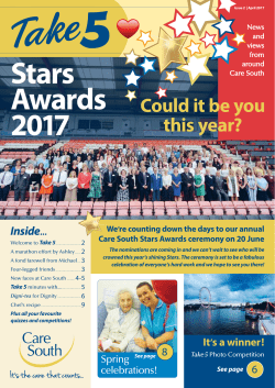 your copy of the new Care South staff newsletter, Take 5