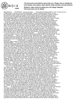 MACHIAVELLI: THE PRINCE: Themes and Ideas During Machi