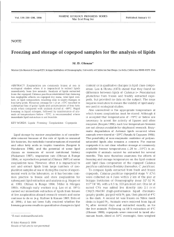 Freezing and storage of copepod samples for the analysis of lipids