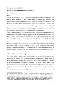 Duala &ndash; Confrontations of &bdquo;Res Nullius&ldquo;