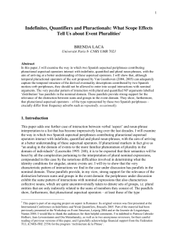 Indefinites, Quantifiers and Pluractionals: What - UMR 7023