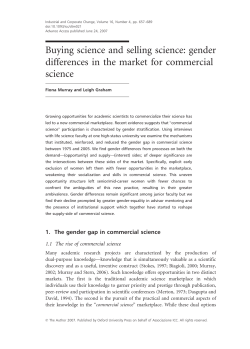 Buying science and selling science: gender differences in the