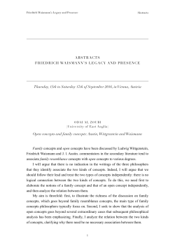 Abstracts of Conference “Friedrich Waismann`s Legacy and Presence”