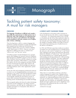 Tackling patient safety taxonomy