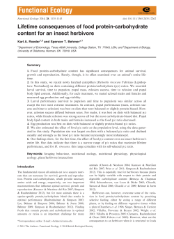 Lifetime consequences of food proteincarbohydrate