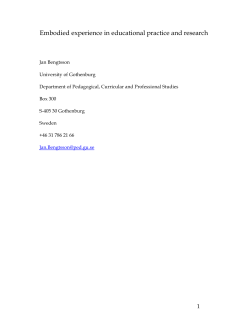 Embodied experience in educational practice and research