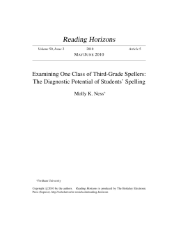 Examining One Class of Third-Grade Spellers: The Diagnostic