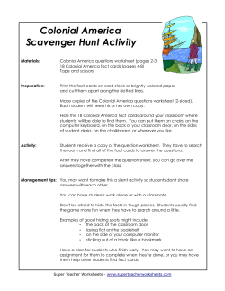 Colonial America Scavenger Hunt Activity