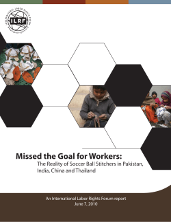 Missed the Goal for Workers: The Reality of Soccer Ball Stitchers in