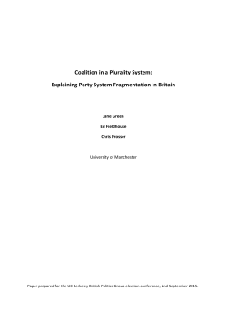 Coalition in a Plurality System - Institute of Governmental Studies