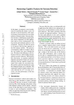 Harnessing Cognitive Features for Sarcasm Detection