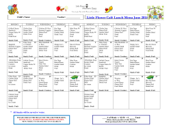 Little Flower Caf&eacute; Lunch Menu June 2014