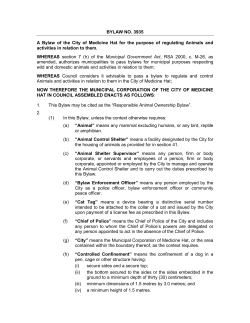 A Bylaw of the City of Medicine Hat for the purpose of regulating and