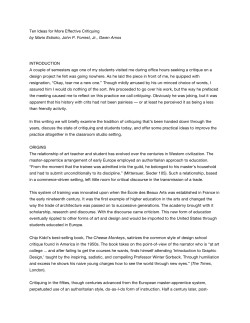 Ten Ideas for More Effective Critiquing