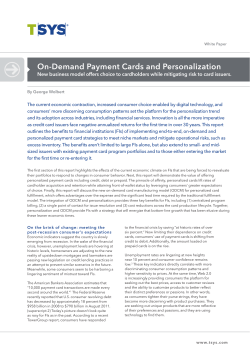 On-Demand Payment Cards and Personalization