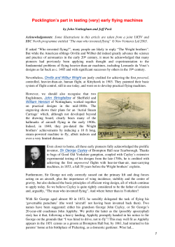 Pocklington`s part in testing (very) early flying machines