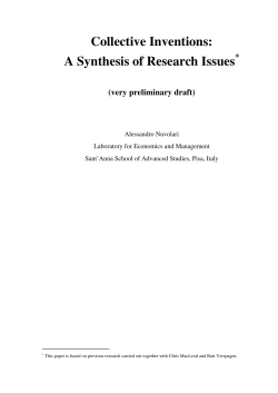 Collective Inventions: A Synthesis of Research Issues * (very