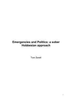Emergencies and Politics: a sober Hobbesian approach