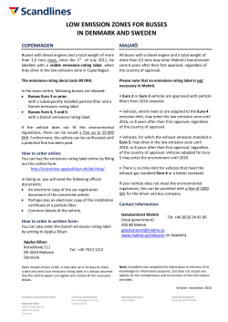 LOW EMISSION ZONES FOR BUSSES IN DENMARK AND SWEDEN