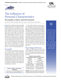 CLD1-9: The Influence of Personal Characteristics