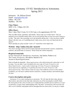 Astronomy 115-02: Introduction to Astronomy