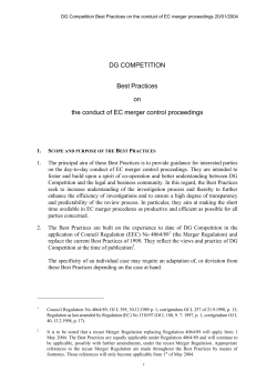 Best practices on merger control proceedings