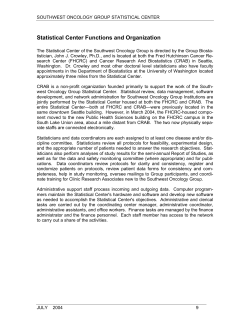 Statistical Center Functions and Organization