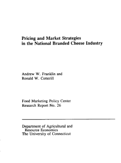 Pricing and Market Strategies in the National Branded Cheese