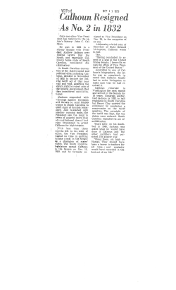 Calhoun Resigned As N. 2 in 1832 Calhoun Resigned As N. 2 in 1832