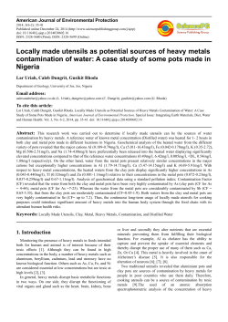 Locally made utensils as potential sources of heavy metals