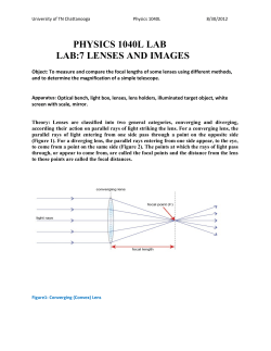 Phys 184 Exp 8 - Lenses