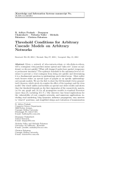 Threshold Conditions for Arbitrary Cascade Models on