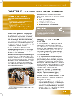 Chapter 2: Short-term Psychological Preparation
