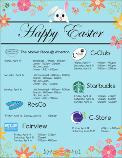 Easter Hours 2017 - Butler Dining Services