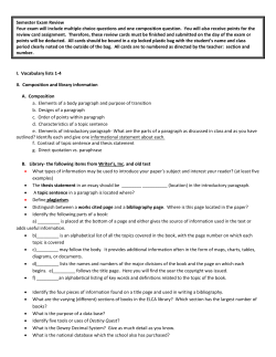 Semester Exam Review Your exam will include multiple choice