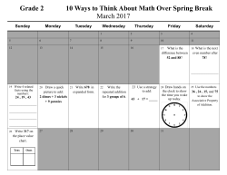 Grade 2 10 Ways to Think About Math Over Spring Break March 2017