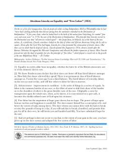 Abraham Lincoln on Equality and “Free Labor”