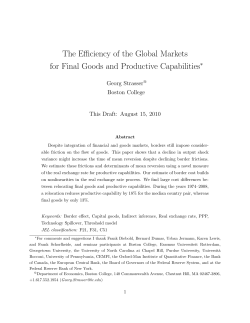 The Efficiency of the Global Markets for Final Goods and Productive