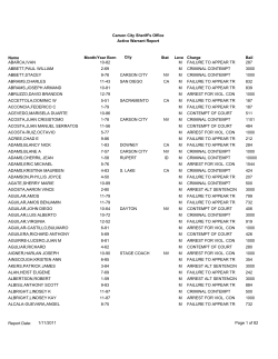 Carson City Sheriff`s Office Active Warrant Report Name Month/Year