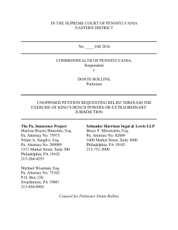 King`s Bench Petition - Pennsylvania Innocence Project