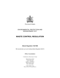 waste control regulation - Alberta Queen`s Printer