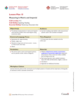 Lesson Plan 15: Measuring in Metric and Imperial