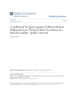 "Conditional" Res Ipsa Loquitur In Illinois Medical