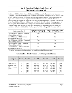 EOG Achievement Levels - North Carolina Public Schools