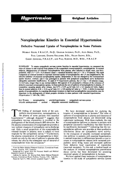 Original Articles Norepinephrine Kinetics in Essential Hypertension